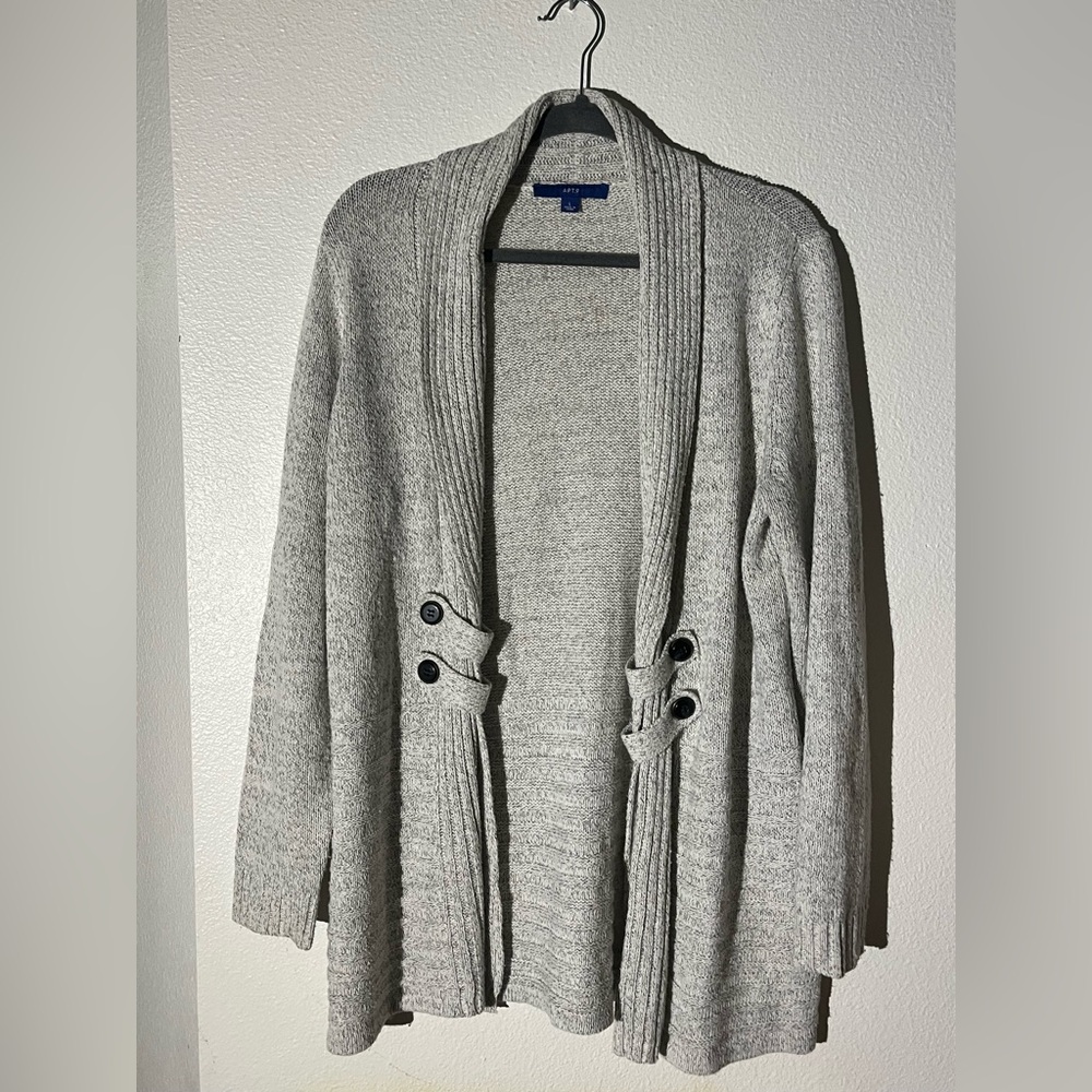 White/Gray Women's Cardigan Sweater